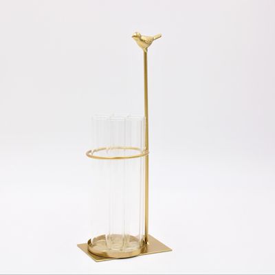 Metal Bird Stand With Test Tube Vases