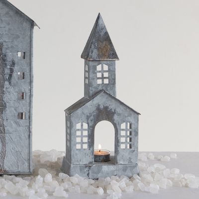 Metal Church Votive Holder