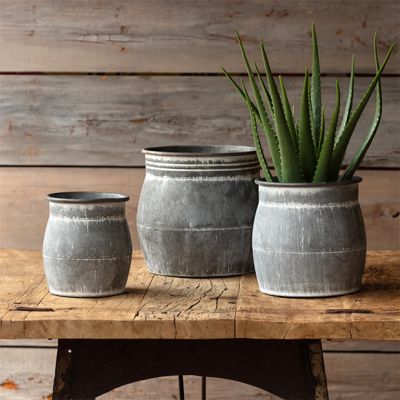 Metal Crock Planter Set of 3
