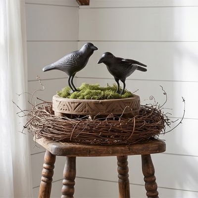 Metal Crow Figurine Set of 2