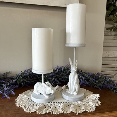 Metal Farmhouse Bunny Candle Holder 5 Inch