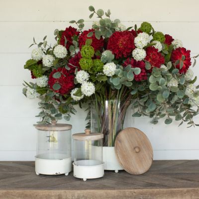 Metal Footed Lidded Glass Canisters Set of 3