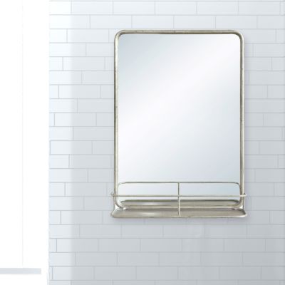 Metal Frame Pharmacy Mirror With Shelf