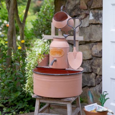 Metal Garden Tools Water Fountain