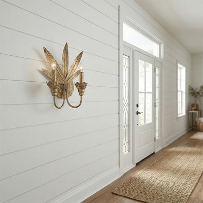 Metal Palm Leaf 2 Light Wall Sconce Heirloom Gold