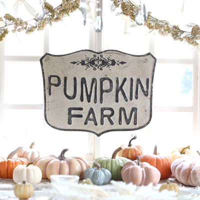 Metal Pumpkin Farm Crest Sign