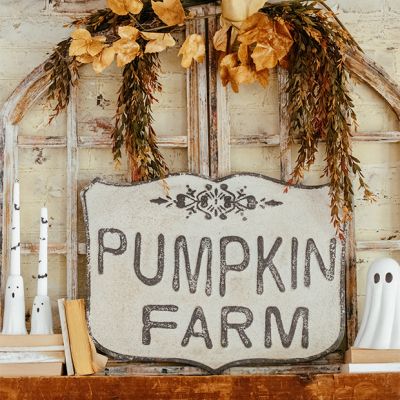 Metal Pumpkin Farm Crest Sign