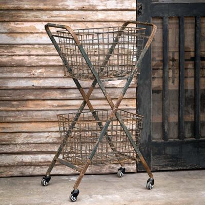 Metal Rolling Cart With Two Baskets