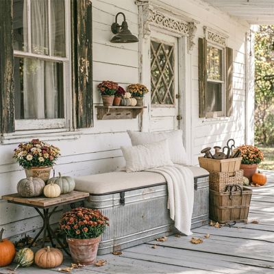 Metal Storage Bench With Fabric Top