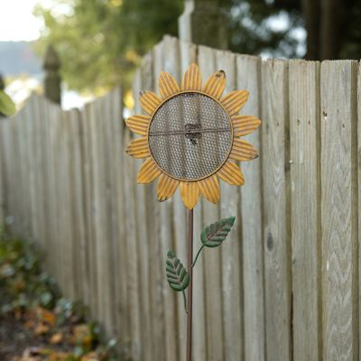 Metal Sunflower Garden Stake Bird Feeder Set of 2