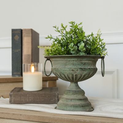 Metal Urn Vase With Ring Handles