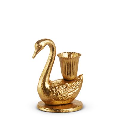 Metallic Swan Taper Candle Holder