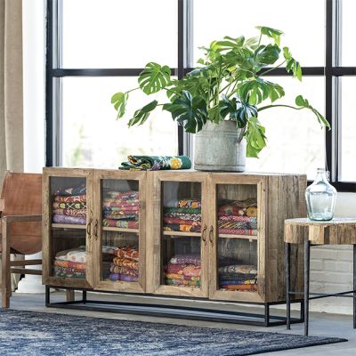 Mid Century Modern 4 Door Farmhouse Cabinet