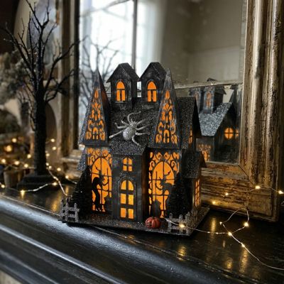 Midnight Manor Lighted Haunted House Sitter