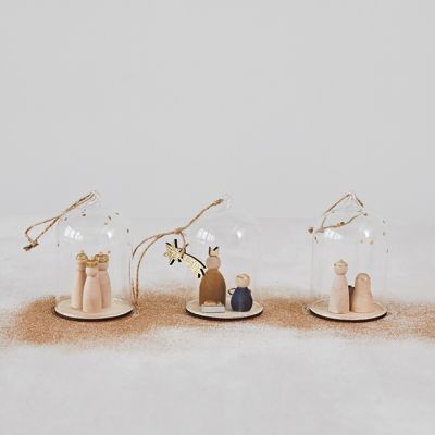 Mini Cloche Nativity Ornament Set of 3