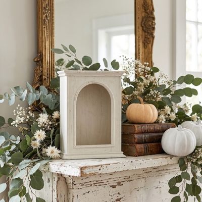 Mini Whitewashed Curio Cabinet