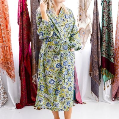 Mint Floral Block Print Robe