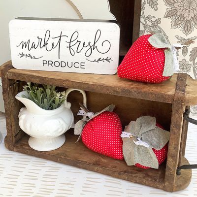 Mixed Fabric Strawberry Bowl Filler Set of 6