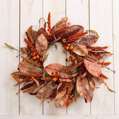Mixed Fall Foliage and Pods Wreath