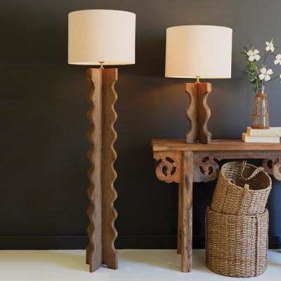 Modern Accent Wavy Wood Lamp