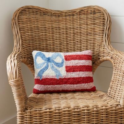 Modern Americana Bow Flag Hook Pillow
