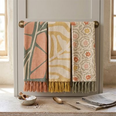 Modern Botanical Print Tea Towels Set of 3