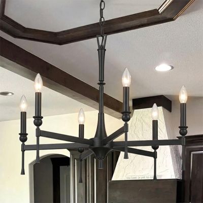 Modern Candelabra 6 Light Matte Black Chandelier
