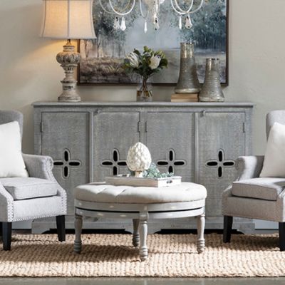 Modern Classic Carved Wood Sideboard