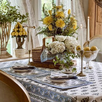 Modern Farmhouse Block Print Table Cloth