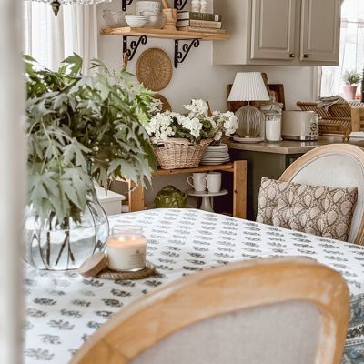 Modern Farmhouse Block Print Table Cloth