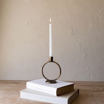 Modern Farmhouse Brass Finish Taper Holder