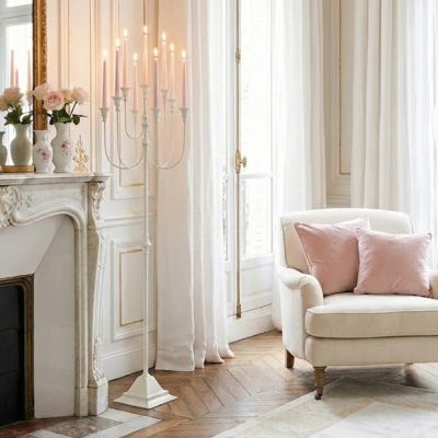 Modern Farmhouse Tall White Candelabra