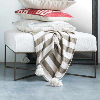 Modern Farmhouse Upholstered Ottoman