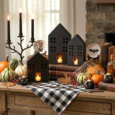 Modern Farmhouse Village House Tabletop Decor Set of 3