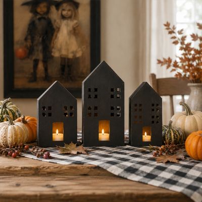 Modern Farmhouse Village House Tabletop Decor Set of 3