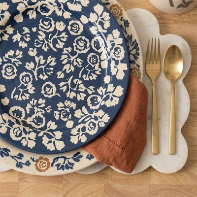 Modern Floral Motif Stoneware Salad Plate Set of 4