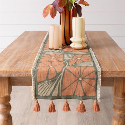 Modern Floral Tasseled Table Runner