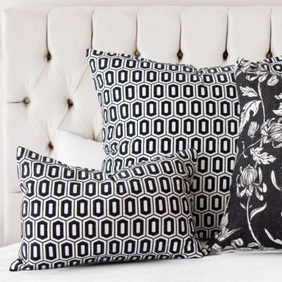 Modern Geometric Square Throw Pillow Cover Navy