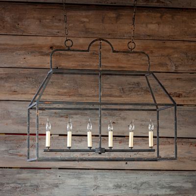 Modern Industrial 6 Light Linear Chandelier