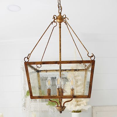 Modern Metal and Glass Chandelier