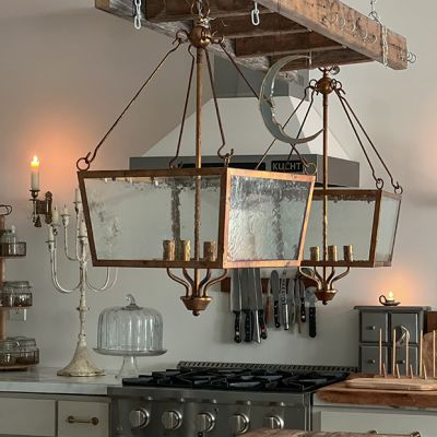 Modern Metal and Glass Chandelier