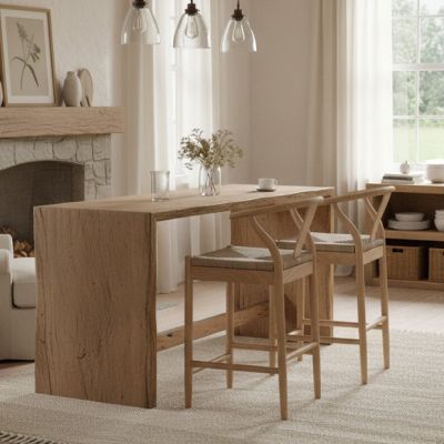 Modern Oak Wood Counter Stool