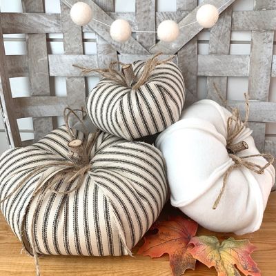Modern Primitive Fabric Pumpkins Set of 3