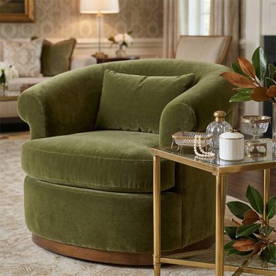 Modern Rolled Arm Swivel Chair