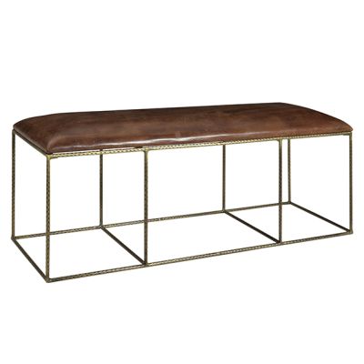 Modern Rustic Leather Upholstered Bench Seat