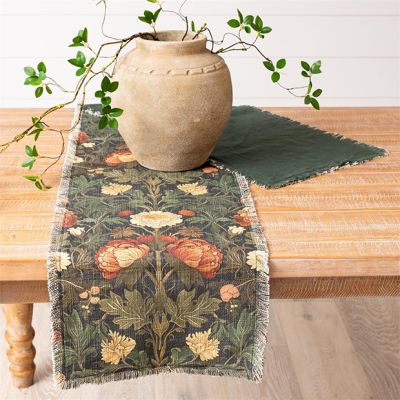 Moody Floral Fringed Table Runner