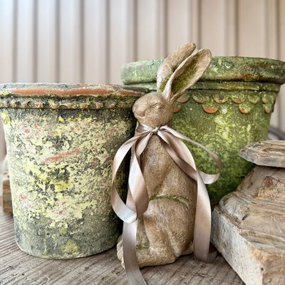 Mossy Sitting Rabbit Statue Set of 2