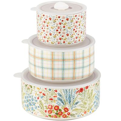Spring Florals Serving Bowl with Lid Set of 3