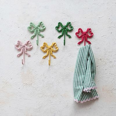 Multi Color Bow Shaped Wall Hook Set of 5