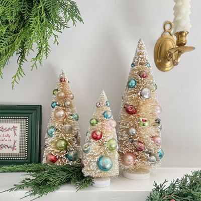 Multicolor Bottle Brush Tree Set of 3